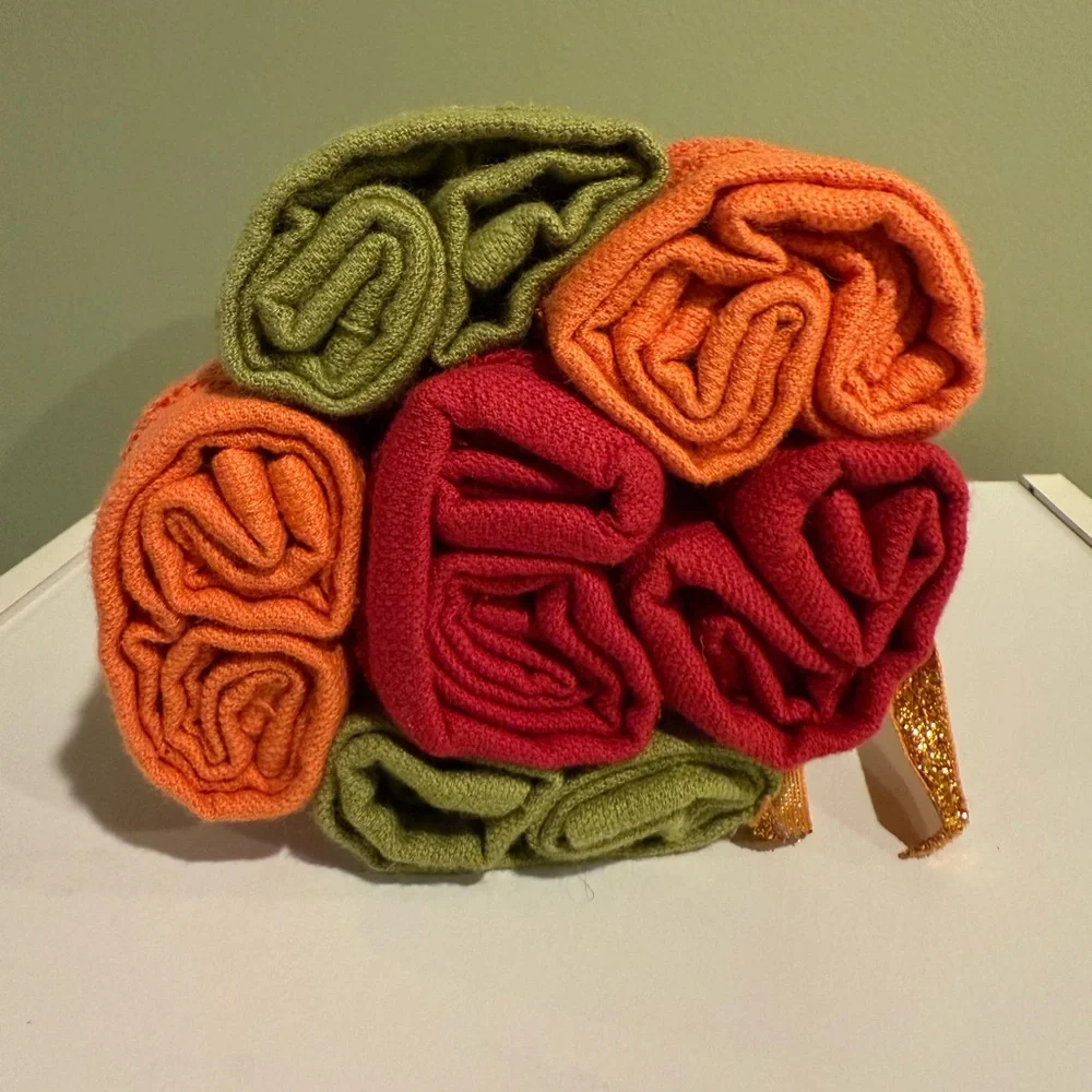 Festive Autumn Wash Rag Set - Red, Orange, Green